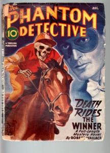 PHANTOM DETECTIVE 1946 AUG-SKELETON RIDES RACE HORSE!-THRILLING-G plus VG