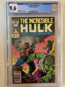 INCREDIBLE HULK 332 CGC 9.6 WP - Newsstand - GREY HULK Todd McFarlane  MARVEL