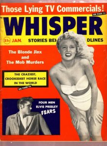 MAG: WHISPER-JAN 1960- ELVIS PRESLEY-MOB MURDERS-PSYCHO WARD G/VG