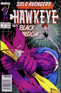 SOLO AVENGERS Comic 7 — Hawkeye and Black Widow — 1988 Marvel Universe VF+ Cond