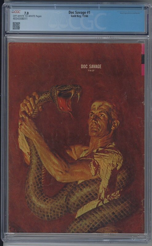 DOC SAVAGE 1 CGC 7.0 FN/VF OWW Gold Key One-Shot 1st Silver Age App 1966