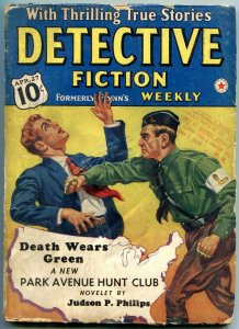 Detective Fiction Weekly Pulp 4-27-1940- Park Ave Hunt Club-Brass knuckles cover