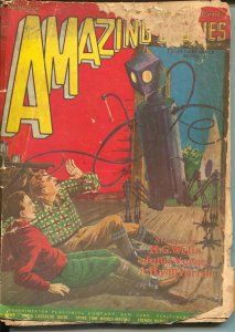 Amazing Stories 1/1928-Frank R. Paul robot cover-HG Wells-Verne-early pulp-P