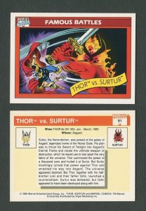 1990 Marvel Comics Card  #91 ( Thor vs Surtur) NM-MT+