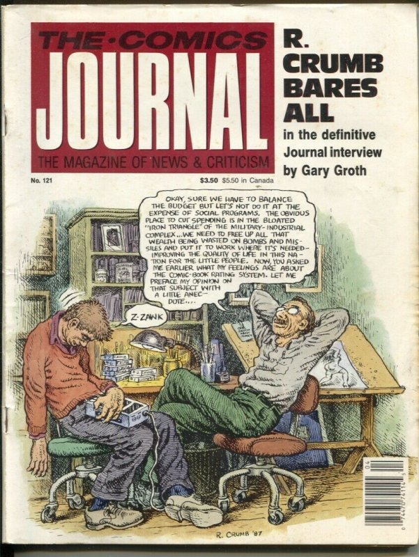 Comics Journal-#121-4/1988Fantagraphics-Robert Crumb interview-art-info-histo...