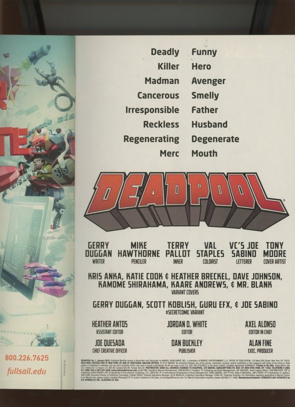 (2016) Deadpool #1: WE COMBINE SHIPPING! (9.2)