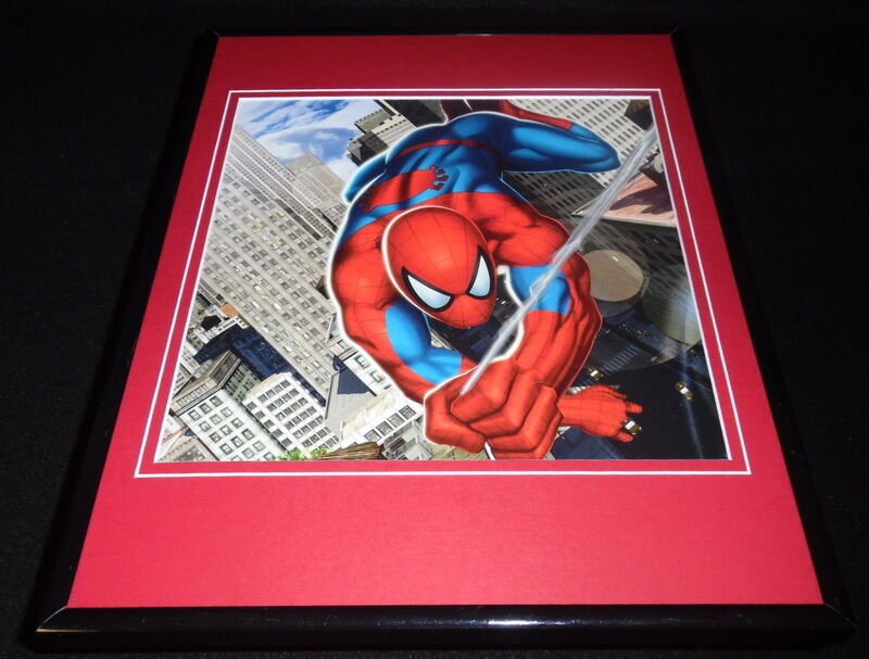 Amazing Spiderman Swinging Through the City Framed 11x14 Photo Display  