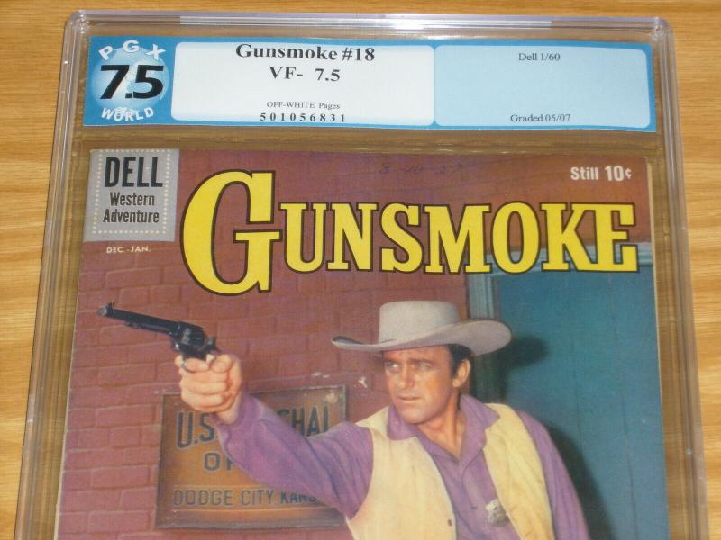 Gunsmoke #18 PGX 7.5 december 1959 - silver age dell comics western  photo cover 