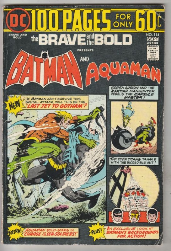 Brave and the Bold, The #114 (Sep-74) FN/VF Mid-High-Grade Batman, Aquaman