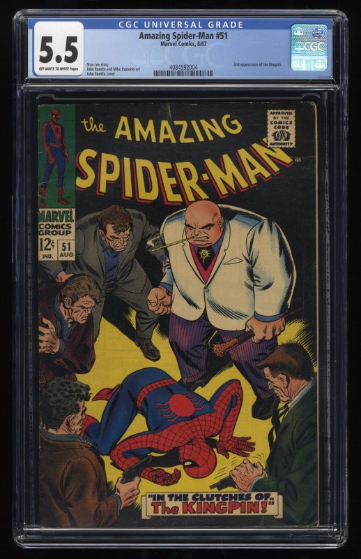 Amazing Spider-Man #51 CGC FN- 5.5 2nd Full Appearance of Kingpin!