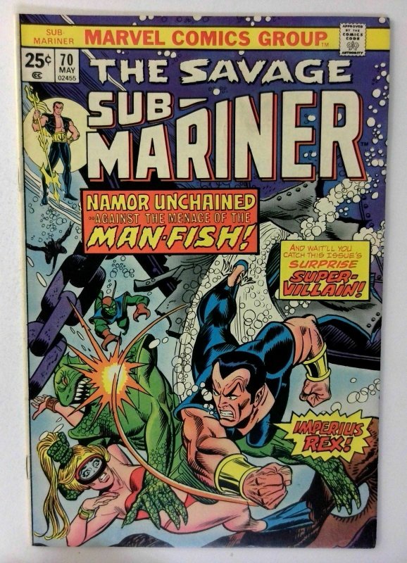 Sub-Mariner #70 Marvel 1974 VF Bronze Comic Book Key 1st Appearance of Piranha