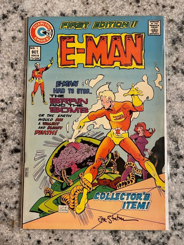 E-Man # 1 VF/NM Charlton Comic Book SIGNED By Joe STATON On Cover J980