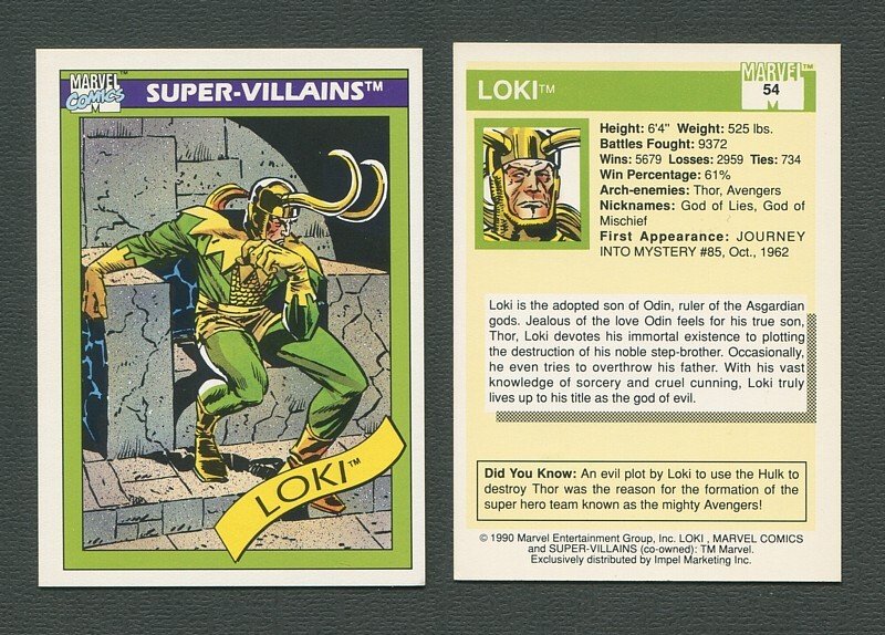 1990 Marvel Comics Card  #54  (Loki)  NM