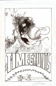 Time Grunts 5 Original Baseball COVER  Art Signed Alex Sanchez  WWII Time Travel