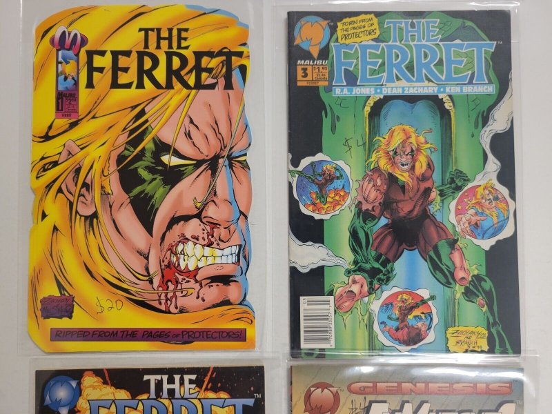4 Malibu Comics #1 3 4 The Ferret + #18 Ex-Mutants 52 TJ12