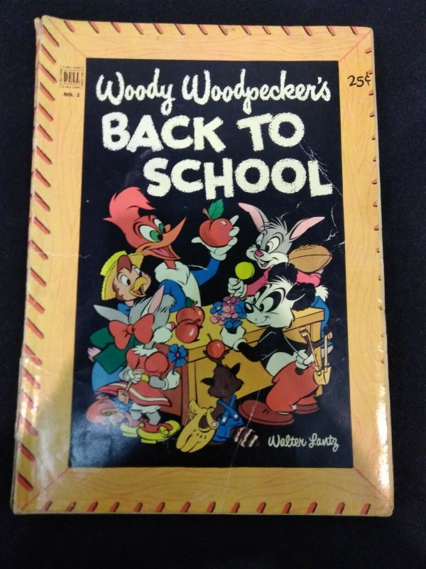 Dell Giant Woody Woodpecker's Back to School #1 GOLDEN AGE 1953 WALTER LANTZ