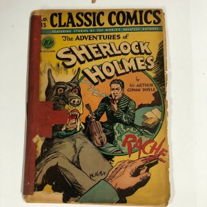 CLASSIC COMICS 33 Sherlock Holmes HRN 33 POOR taped spine, super scarce