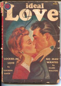 PULP:  Ideal Love 3/1943-pin-up girl portrait cover-pulp fiction-Lucinda Bake...