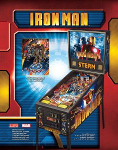 Iron Man Pinball Flyer Original Print NOS Superhero Stern Marvel Comic Artwork