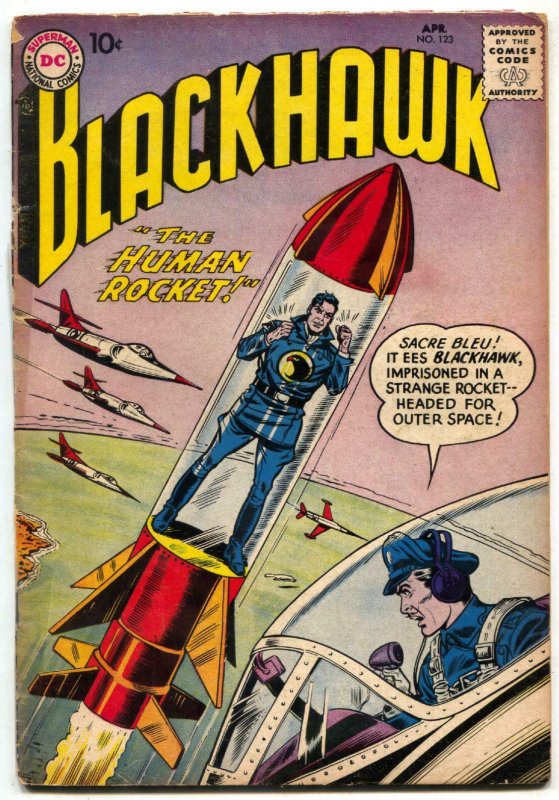 Blackhawk Comics #123 1958- Human Rocket- DC Silver Age VG- 