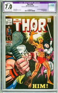 Thor #165 (1969) CGC Restored 7.0  Small amount of color touch on cover