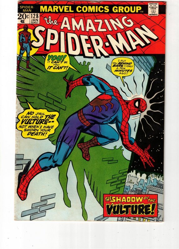 The Amazing Spider-Man #128 1974 FN/VF Mic-High-Grade vs. The Vulture Boca CERT!