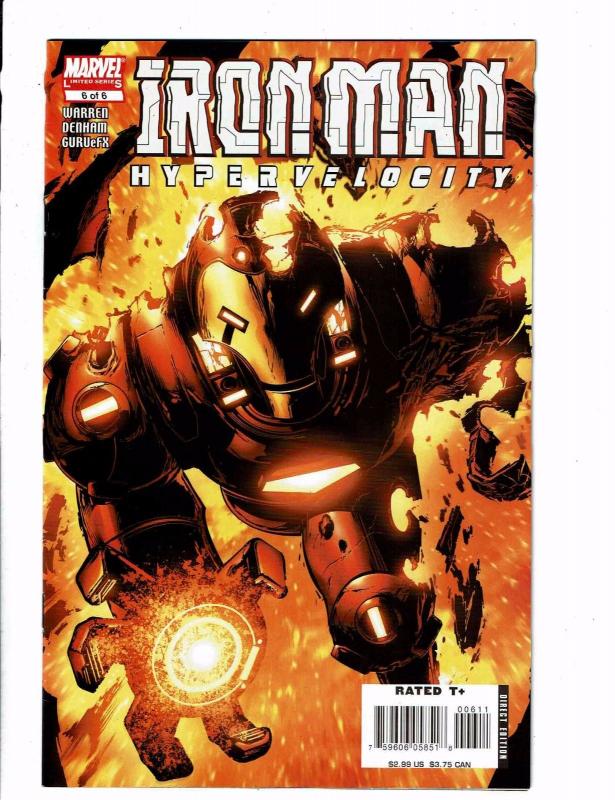 Lot of 6 Iron Man Hyperveolicity Marvel Comic Books #1 2 3 4 5 6 BH16