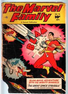 MARVEL FAMLY COMICS #75-FAWCETT-CAPTAIN MARVEL-MARY-JR-ROCKET SCI-FI ISSUE P/FR