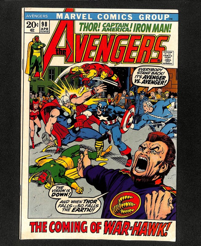 Avengers #98 Captain America! Thor! Iron Man! War-Hawk!