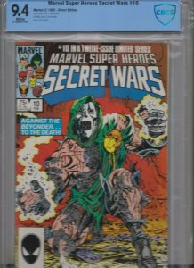  MARVEL SUPER HEROES SECRET WARS #10 OF 12 CBCS 9.4 WHITE 9/85 / DIRECT ED