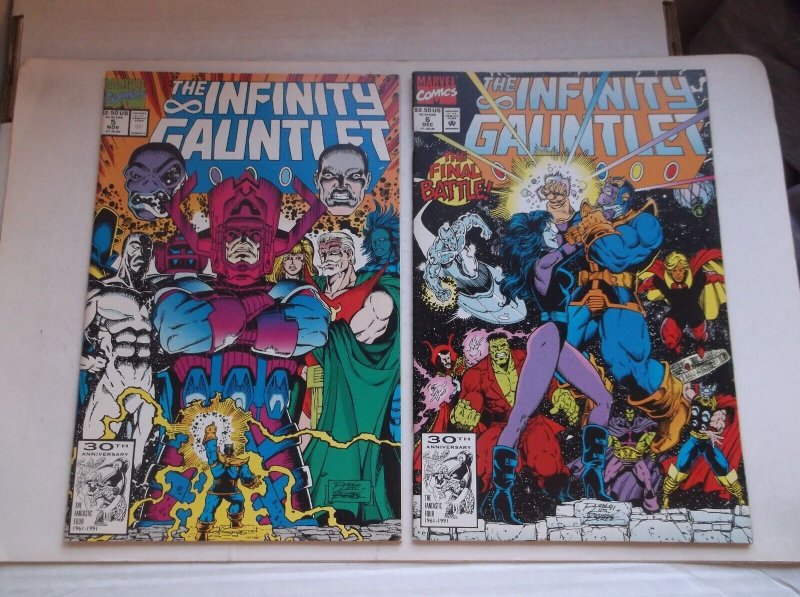 MARVEL: INFINITY GAUNTLET #1(SIGNED)-6 & INFINITY WAR #1-6, COMPLETE SETS, 1991! 