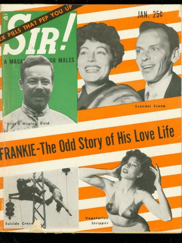 SIR! MAGAZINE JAN 1'6-FRANK SINATRA-VEGETARIAN STRIPPER G/VG