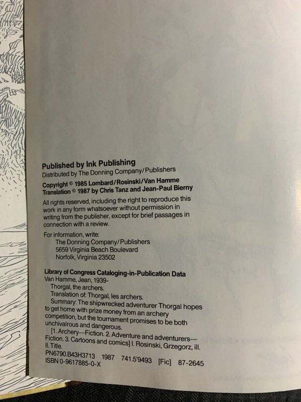 1987 THORGAL THE ARCHERS by Rosinski & Van Hamme HC FN+ 6.5 Ink Publishing