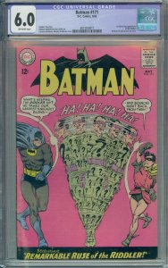 BATMAN #171 CGC 6.0 1ST SILVER AGE RIDDLER APP TV PILOT BASED ON STORY 