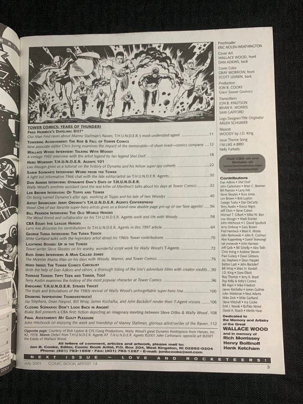 2001 COMIC BOOK ARTIST Magazine #14 FN 6.0 Wally Wood Thunder Agents