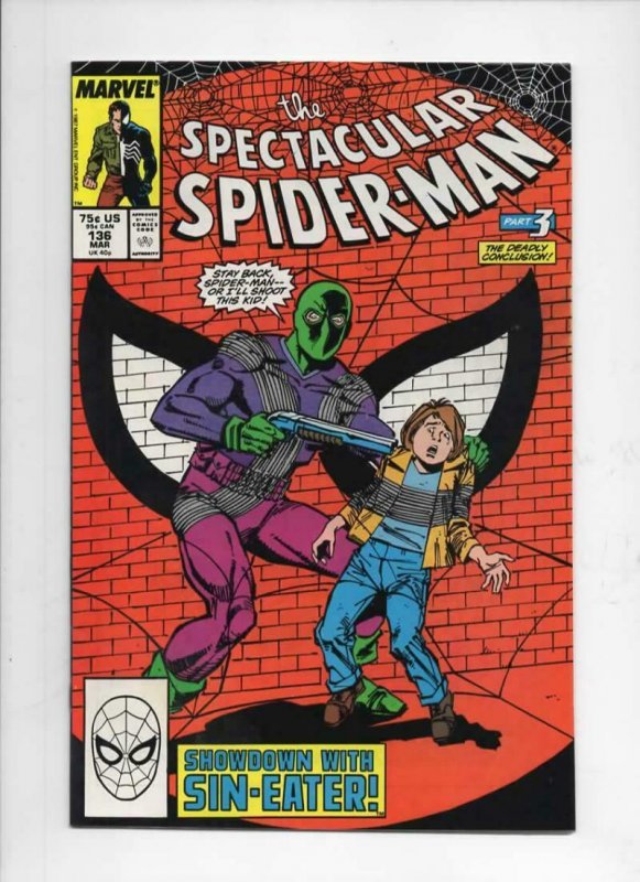 Peter Parker SPECTACULAR SPIDER-MAN #136 VF/NM Sin-Eater 1976 1988 more in store