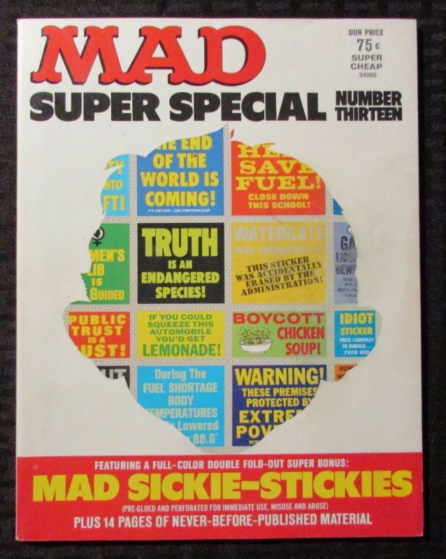 1974 MAD Magazine Super Special #13 FVF 7.0 w/ Sickie Stickers Insert