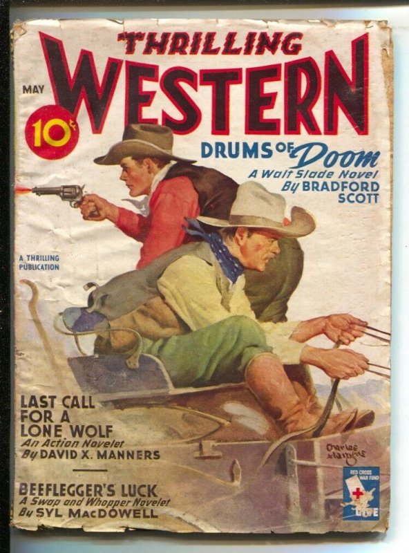 Thrilling Western-5/1945-Bradford Scott: Drums of Doom featuring Walt Slade...