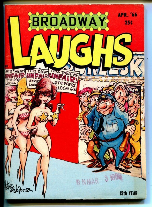 Broadway Laughs 4/1966-jokes-spicy cartoons-strippers-FN