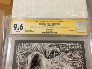 Batman THREE JOKERS #3 SIGNED 3x CGC 9.6 NM+ Johns Fabok Anderson 1:100 variant