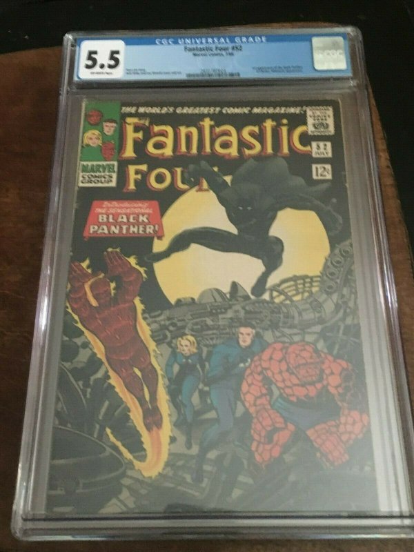 FANTASTIC FOUR #52 - CGC 5.5 (FN-) 1ST APP BLACK PANTHER - SILVER AGE KEY