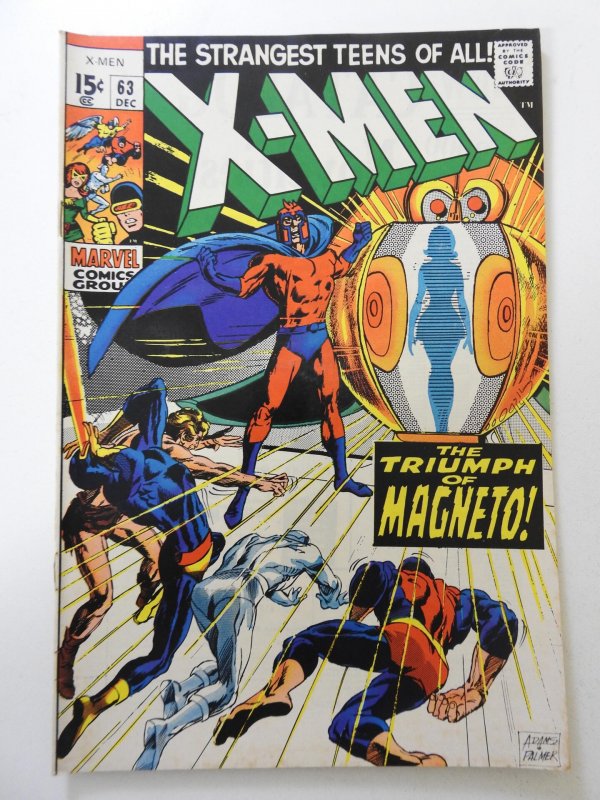 The X-Men #63 (1969) VG Condition cover and 1st wrap detached bottom staple
