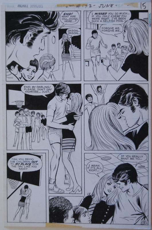 WIN MORTIMER / JACK ABEL original art, HEART THROBS #142 pg 14, 11x16, 1972