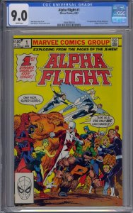 ALPHA FLIGHT #1 CGC 9.0 1ST PUCK & MARRINA WHITE PAGES 