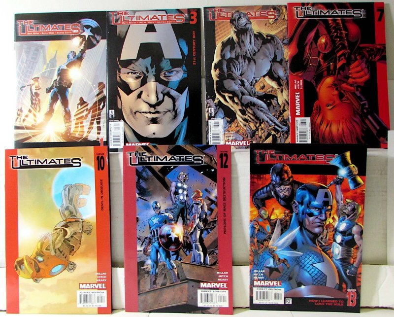 Ultimates Lot 7 #1, 3, 5, 7, 10, 12, 13 2002 Marvel Iron Man 1st Print Comics