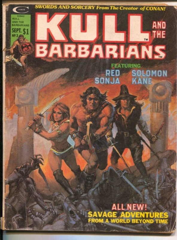 Kull and the Barbarians #3 1975-Marvel-Red Sonja-history of Solomon Kane-Robe... 