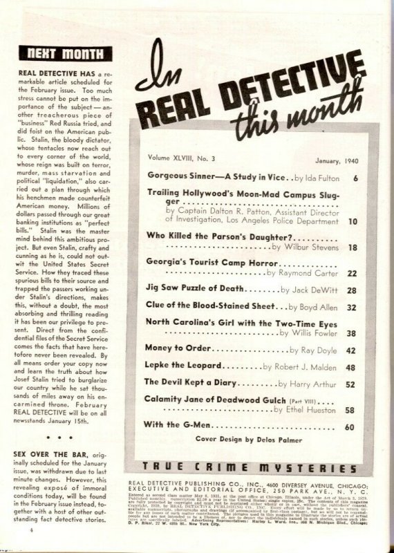 Real Detective Magazine January 1940- LOUIS LEPKE BUCHHALTER