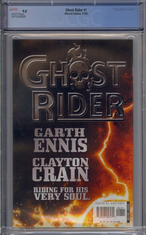 GHOST RIDER #1 CGC 9.8 CLAYTON CRAIN ART 759606056170