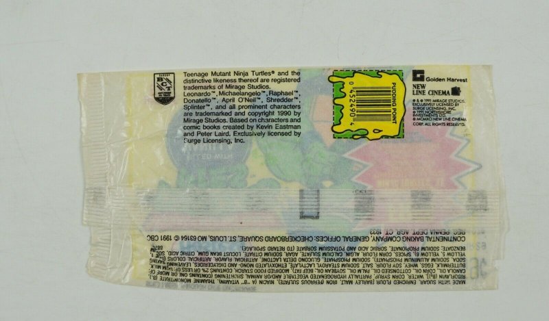 Hostess Teenage Mutant Ninja Turtles Pies EMPTY Wrapper 1991 LEONARDO TMNT pie