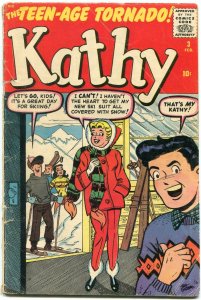 Kathy #3 1960- Marvel Humor- Stan Goldberg - Skiing cover G/VG